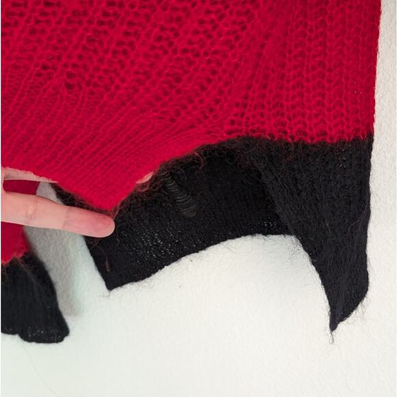 ZADIG & VOLTAIRE Black/Red Striped Gaby Mohair Wool Long Sleeve Sweater , size S - Picture 4 of 8